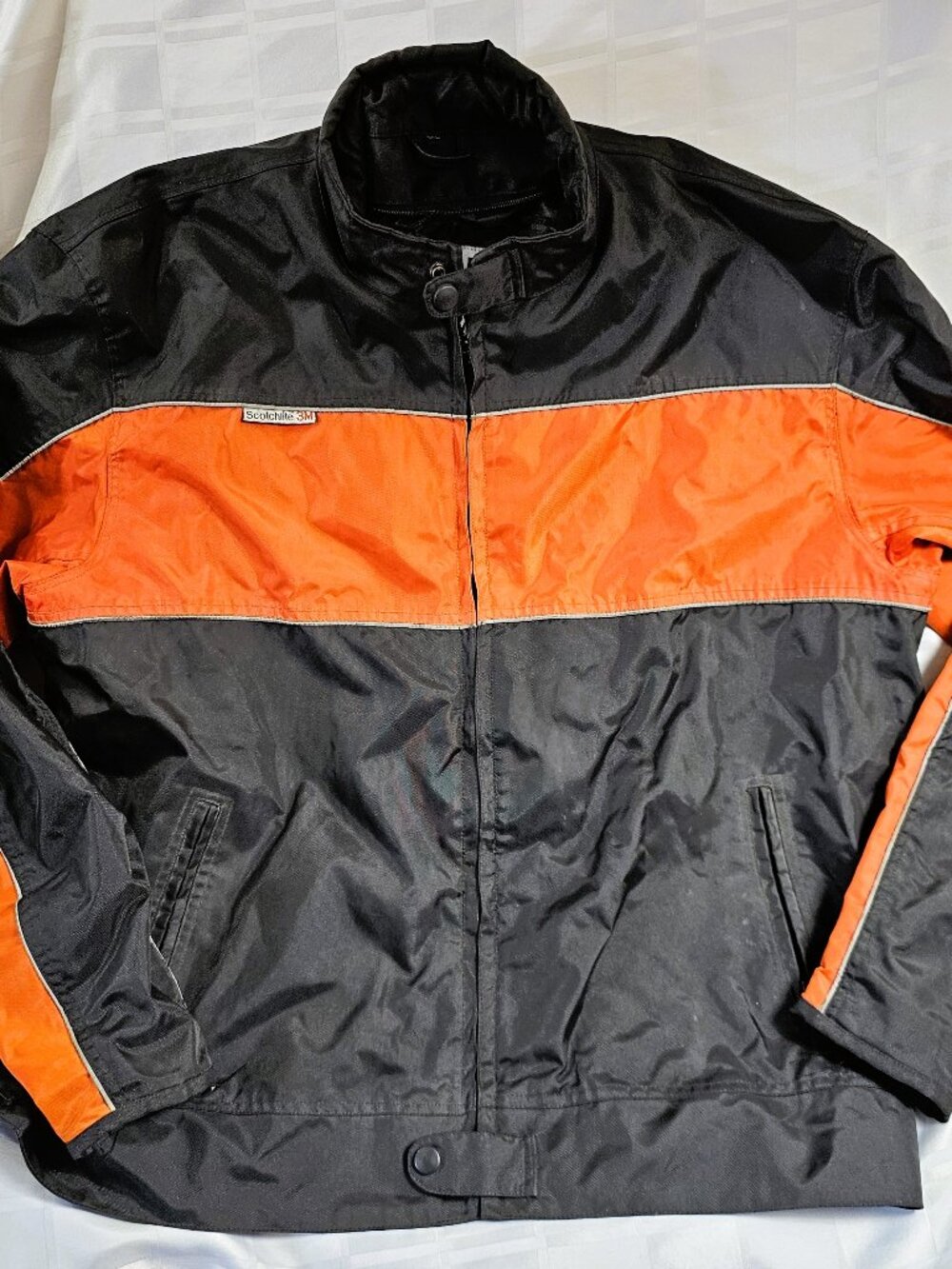 LAURENCE ROY MOTORBIKE RIDER JACKET SHELL SIZE 5XL ORANGE AND BLACK BIKER